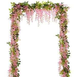 Wisteria Artificial Flowers Garland, 4 Pcs Total 28.8ft Artificial Wisteria Vine